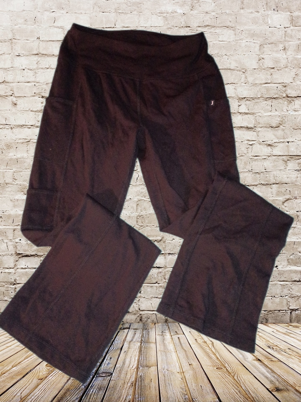 Jaanuu Dark Brown Wide-Leg Scrub Leggings